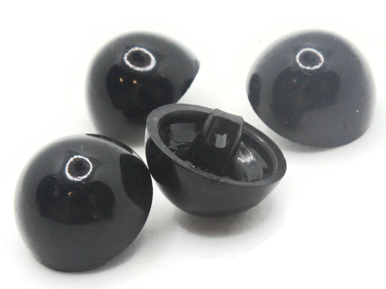 4 19mm Vintage Black Plastic Shank Buttons Sewing Notions